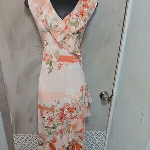 Calvin Klein Floral Peach and White Dress
